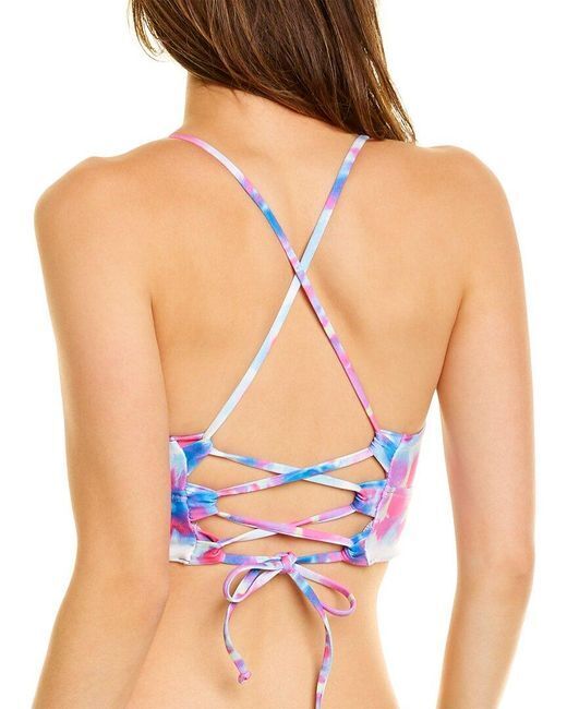 Splendid Women's Swimsuit Blue Sun Daze Crop Bikini Top And Bottom Size SM $132