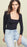 FREE PEOPLE  TRUTH OR SQUARE BLACK ITE STRETCH-JERSEY BODYSUIT SZ S