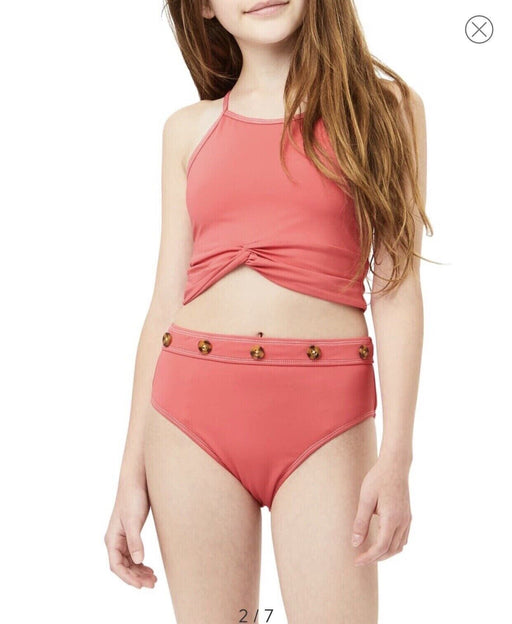 Habitual Girl Youth Tankini Two Piece Swimsuit Dark Pink Size 16 UPF 50+ $54