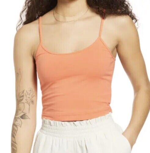BP. Crop Knit Camisole In Coral Camelia Stretch Jersey Scoop Neck Plus Size 2X