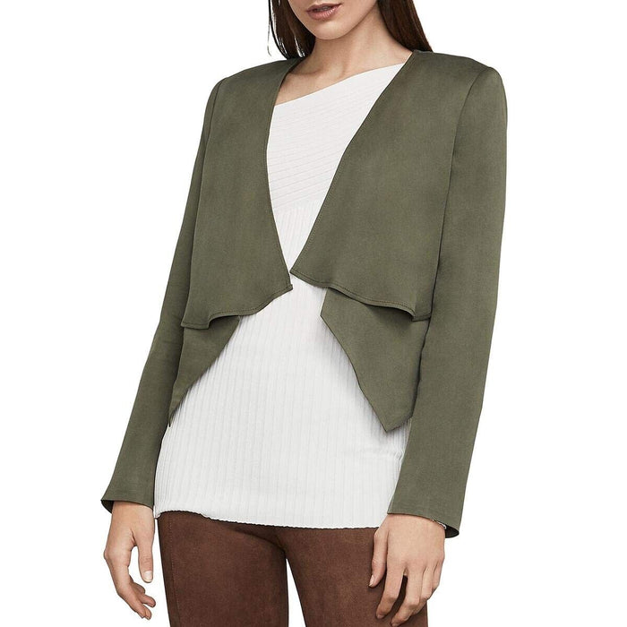 BCBGMaxAzria Ania Double-Layer Long Sleeves Open-Front Blazer size M green $296