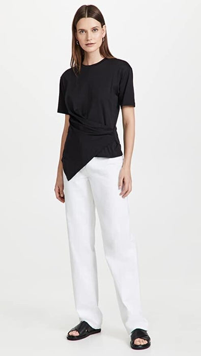 Theory Drape Tee Front Ruched In Black Size P