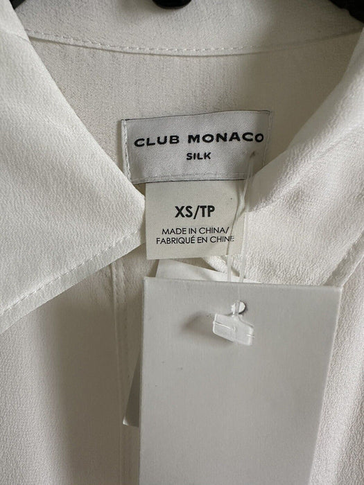 CLUB MONACO Safari Silk Long Sleeve Shirt  size XS in ivory