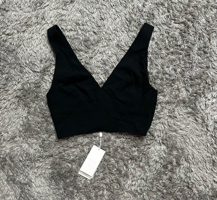 Hugo Boss responsible $260women's  crop v neck vest top size 4 in black 50453460