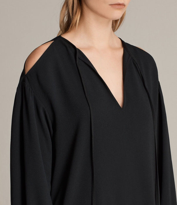 All Saints Aster Short Dress In New Black Size S