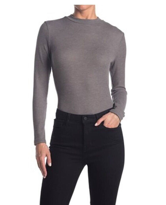 Abound Mock Neck Ribbed Thong Bodysuit Grey Women's Size XXS