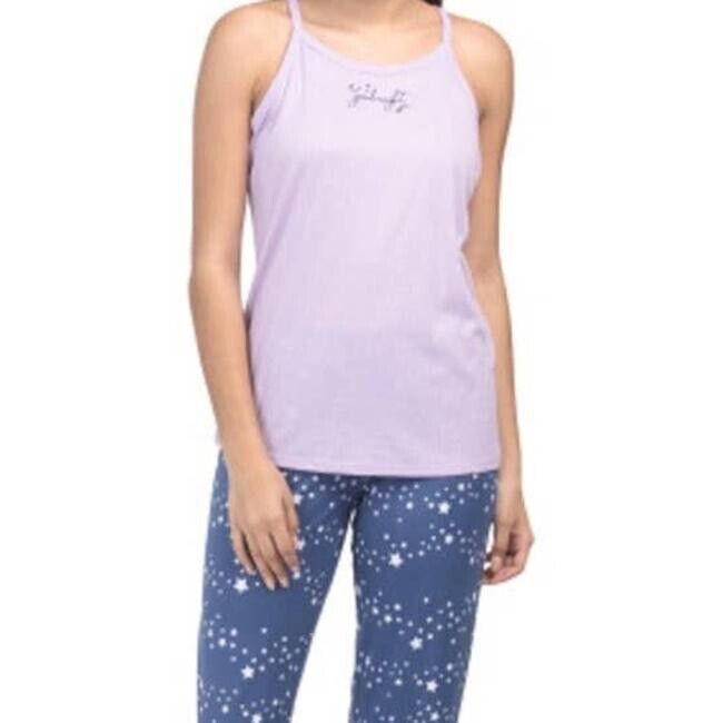 PJ Couture Printed Sleepover 2-Piece Pyjama Set Medium Purple Lilac/Blue Size S
