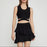 BCBGMAXAZRIA Women's Bridgett Asymmetrical Ruffle Mini Skirt Black Size L $296