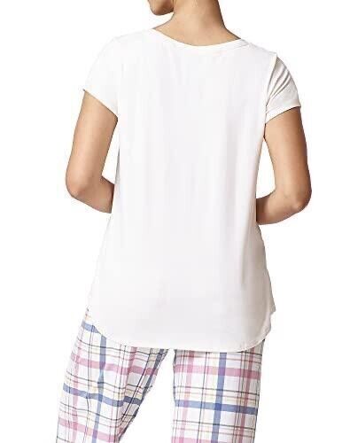 HUE Women's Short Sleeve Scoop Neck Sleep Tee, Gardenia, size L $40