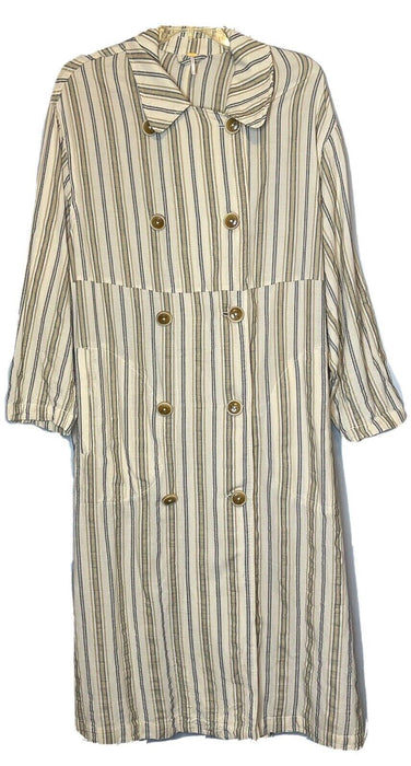 Free People Sweet Melody Natural Stripe Trench Coat  size Small  natural $198