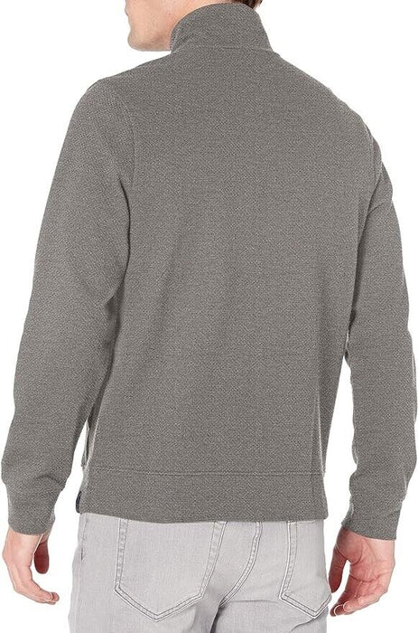 Perry Ellis men Mesh  Rib-Knit zip cardigan in grey Size L