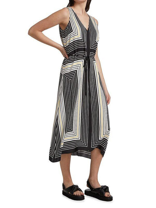 Theory Women's Silk Volume Sleeveless Midi Belted Dress Size S $495