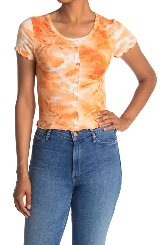 Abound Tie Dye Button Front Top In Rust Amber Size XS