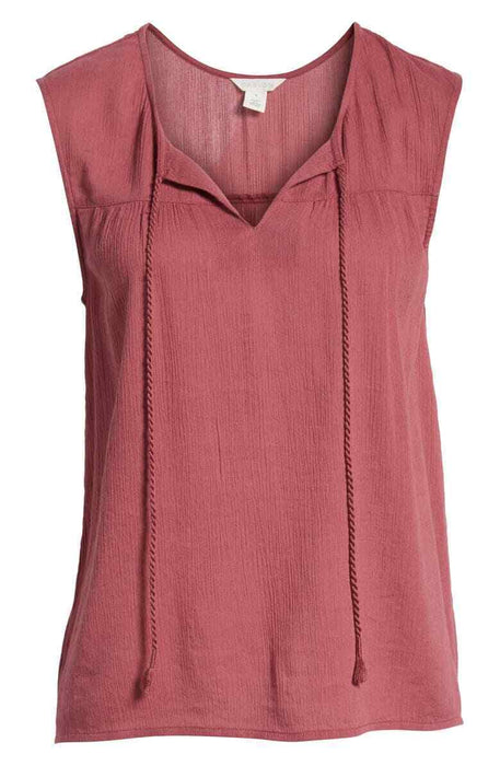 Caslon Sleeveless Tassel Tie Tank Top In Burgundy Size S $69