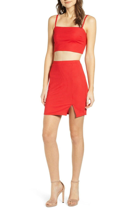 Leith Ribbed Mini Length Skirt Red Size XL $45 waist 30 inches
