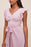 ASTR Women's Euphoria Midi Ruffle Sleeve Belted Slit Dress In Lilac Size L $145