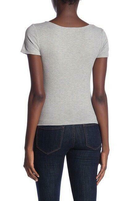 PST By Project Social T Women's Short Sleeve Surplice Top In Grey Size L