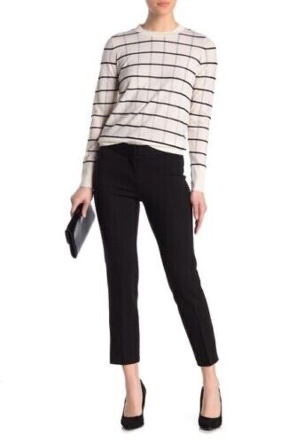 Amanda & Chelsea Grid Print Ponte Knit Vented Crop Pants size 14, black navy $98