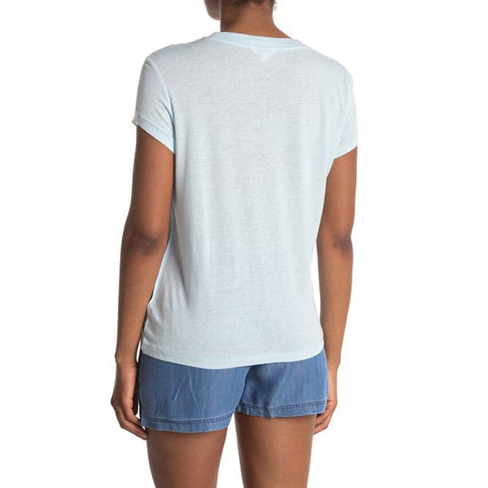 NWT Splendid Women's Short Sleeve linen blend Tee Crew Neck Sz Small in blue sky