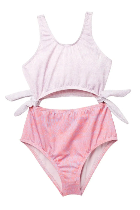 Heart And Harmony Kids' Cutout One-Piece Swimsuit In Coral Sun Size 12