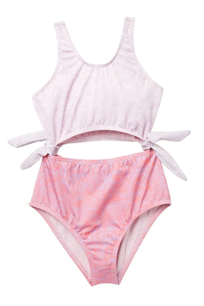 Heart And Harmony Kids' Cutout One-Piece Swimsuit In Coral Sun Size 12
