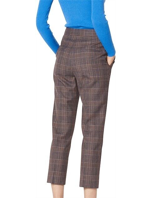 Sandro Women's Binic Button Detail Pants In Brown Plaid Size 38 $349 top quality