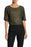 Pleione Womens OLIVE Lace Scoop Neck Top Manches courtes taille S