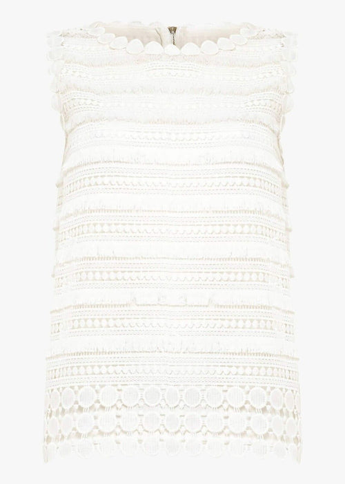 Phase Eight Women's Lace Sleeveless Crew Neck Top In Ivory Size 8 US 12UK