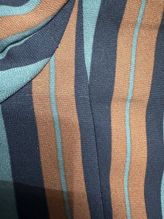 $399 Chelsea28 Women's Blue Brown Stripe Button Double Breasted Blazer Size XXS