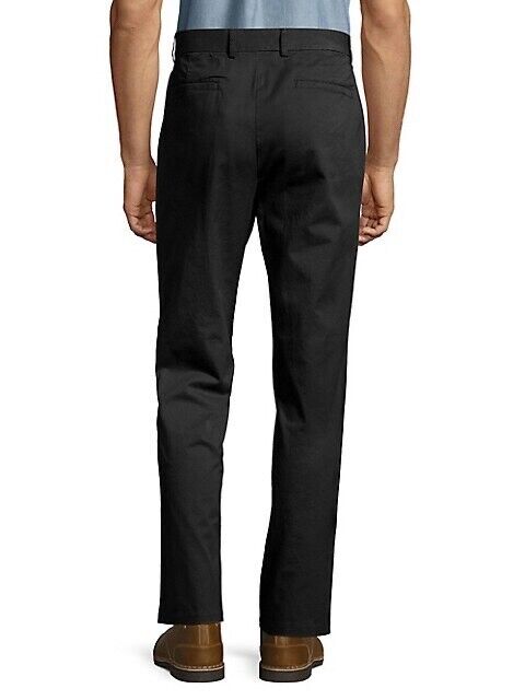 Black Brown 1826 Mens Flat Front cotton Flex chino pants in black size 32 L32