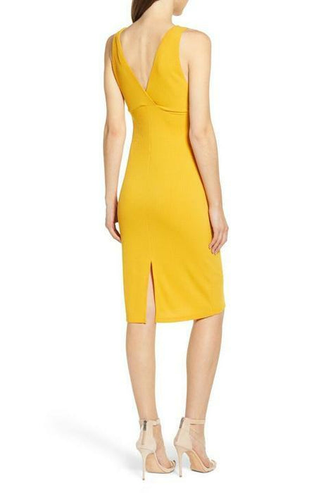 All In Favor Ribbed Bodycon Dress In Golden Yellow Size M Made In USA $88