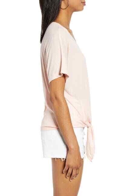 BP Small Toppink  Button Front Soft Knit Top Loose Short Sleeve V-Neck Solid S