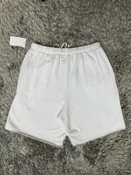 New Treasure & Bond Women S White Fleece Lined Lightweight Raw-Hem Sweat Shorts
