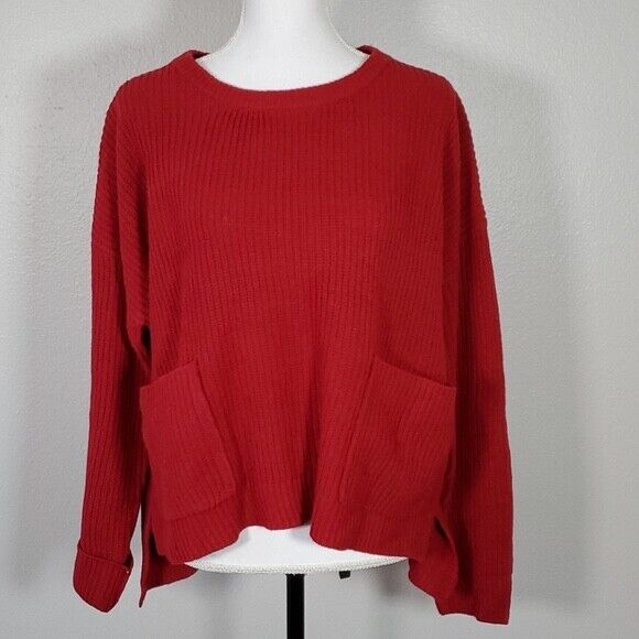 MELLODY women's Two Pocket Pullover long sleeve  Sweater size M in red