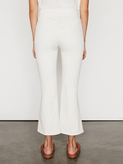 Frame Denim Le Hardy Crop Flare Leg Jeans Delicate Khaki Stripe White 29 $258