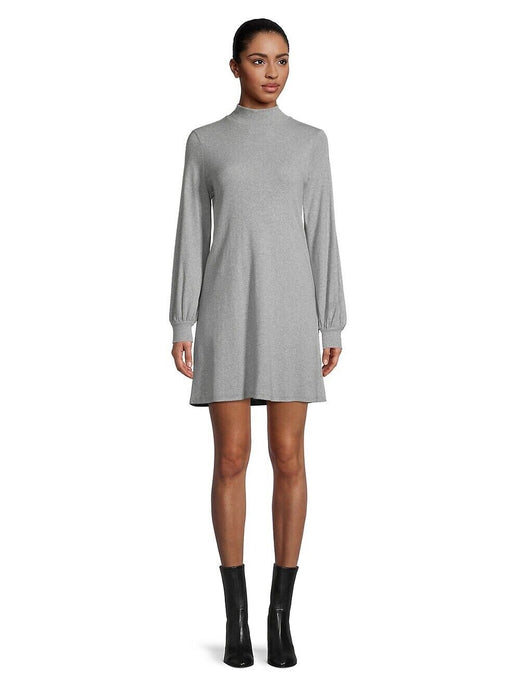 Design Lab Mockneck Blouson Sleeve Cotton Dress In Heather Gray Size XL NWT