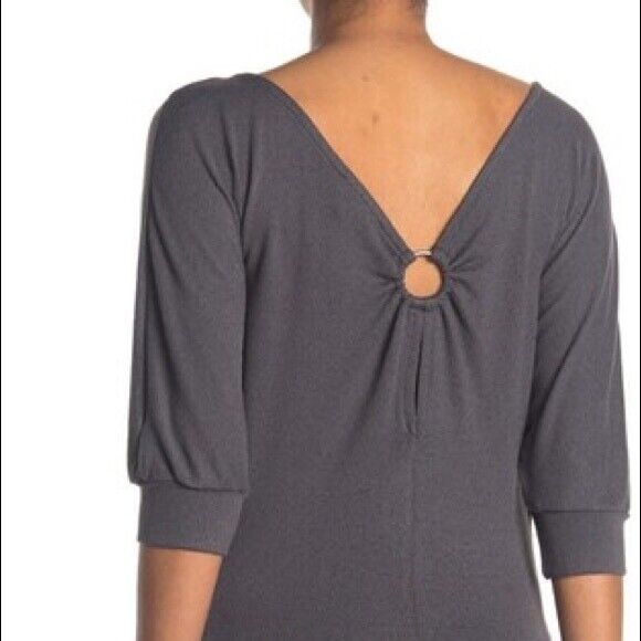 Max & Ash Boat Neck Mini Dress Elbow Sleeves Black Size L