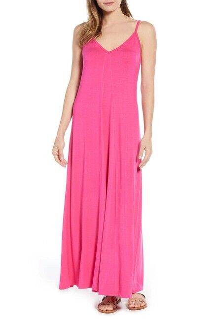 Gibson x Living Casual Knit Maxi Dress In Bright Pink Size XS