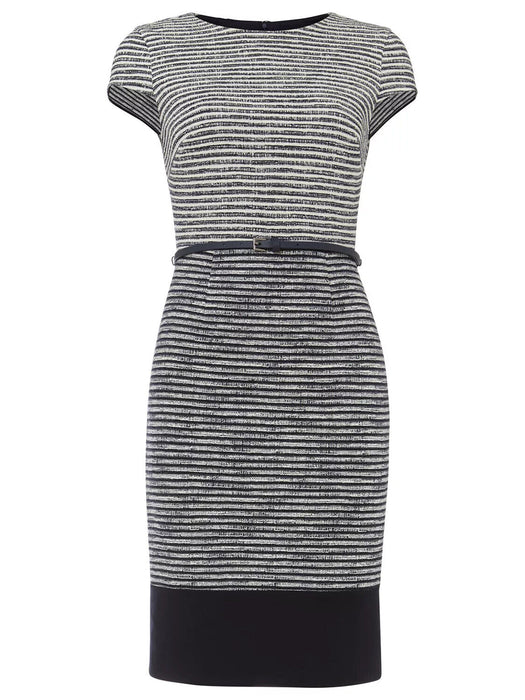 Phase Eight Clare Colour Block Tweed Dress Navy/White Size 12 US (16UK)