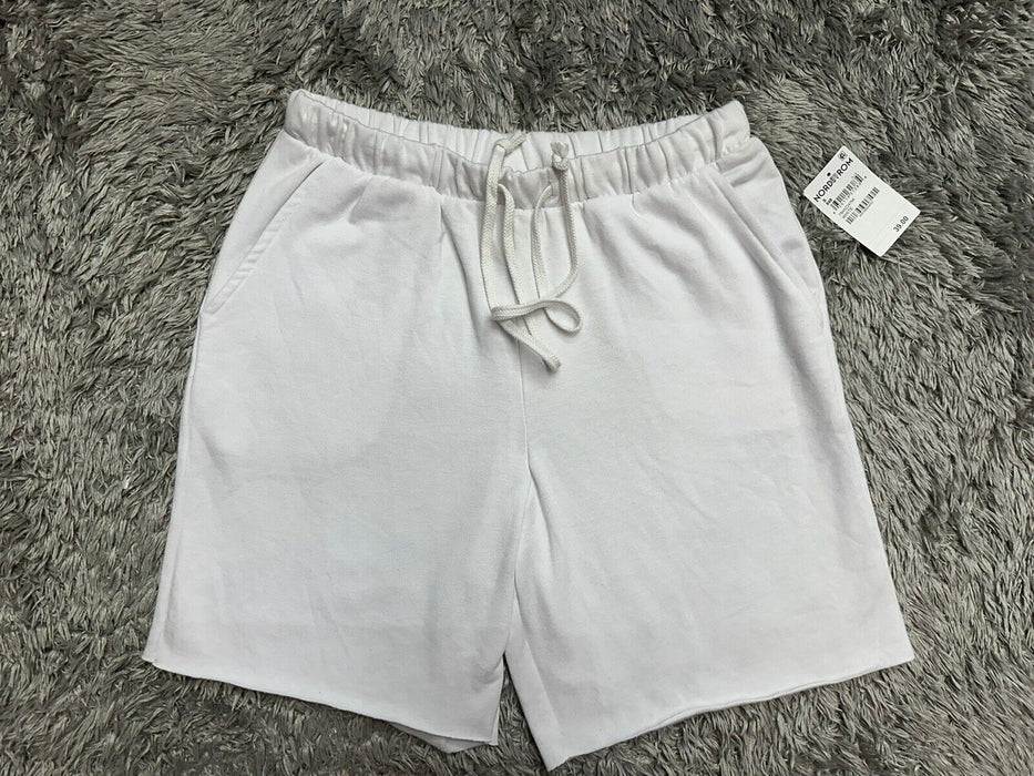 New Treasure & Bond Women S White Fleece Lined Lightweight Raw-Hem Sweat Shorts