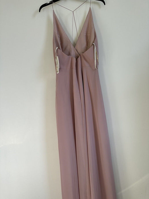 JENNY YOO Farrah Ruffle Skirt Chiffon Gown In Whipped Apricot size 6