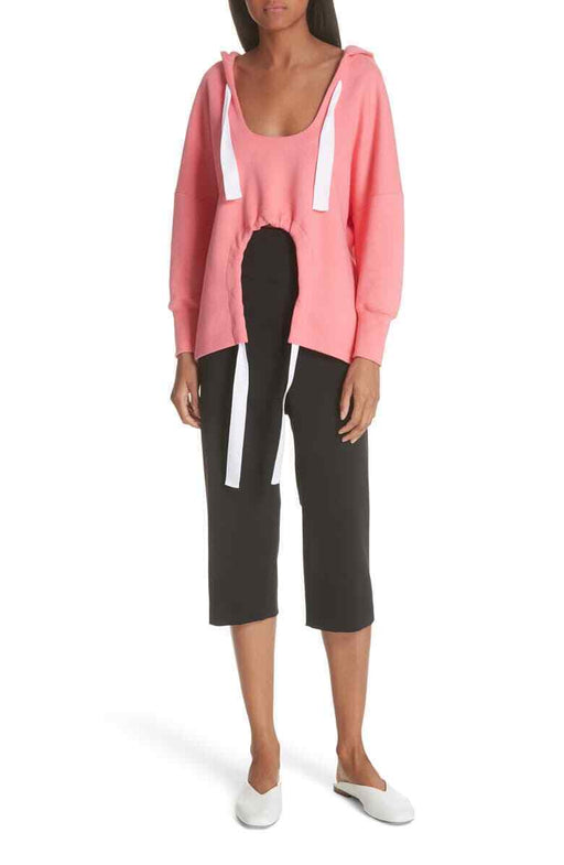 Ji Oh Women's Cutout Hem Hoodie Pullover Sweatshirt In Pink Size XXS $379