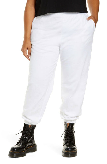 BP. Jogger Sweatpants Organic Cotton Elastic Waist Pockets Plus Size 3X in white