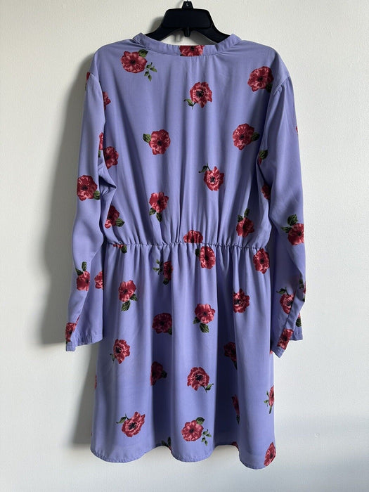 All in Favor women's faux wrap Purple floral long sleeve dress size XXL