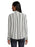 Club Monaco Long Sleeve Tonal Edge Striped Silk Shirt In Black/White Size L NWT