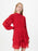Ever New women Delphine Pleated A-Line Dress mock neck in red size 2