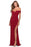 La Femme Notched Off Shoulder Ruched Fitted Jersey Dress In Red Size 8