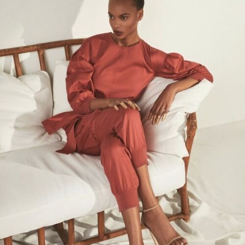 BCBGMAXAZRIA Pleated Cotton Jumpsuit Cargo Pockets Tandoori Spice Size XXS $348