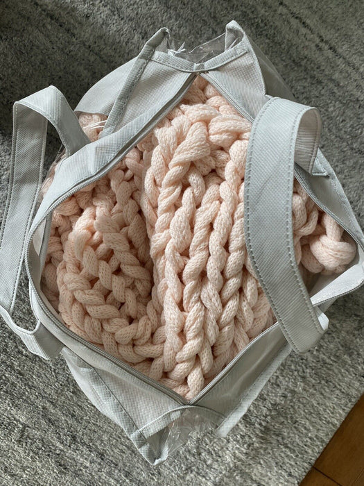 IENJOY HOME Home Collection Premium Chunky Knit Blanket In Blush Pink $199