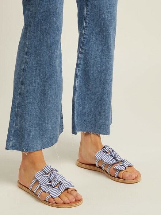 ANCIENT GREEK Sandal Hara bow-embellished leather slides size 38 pink $325